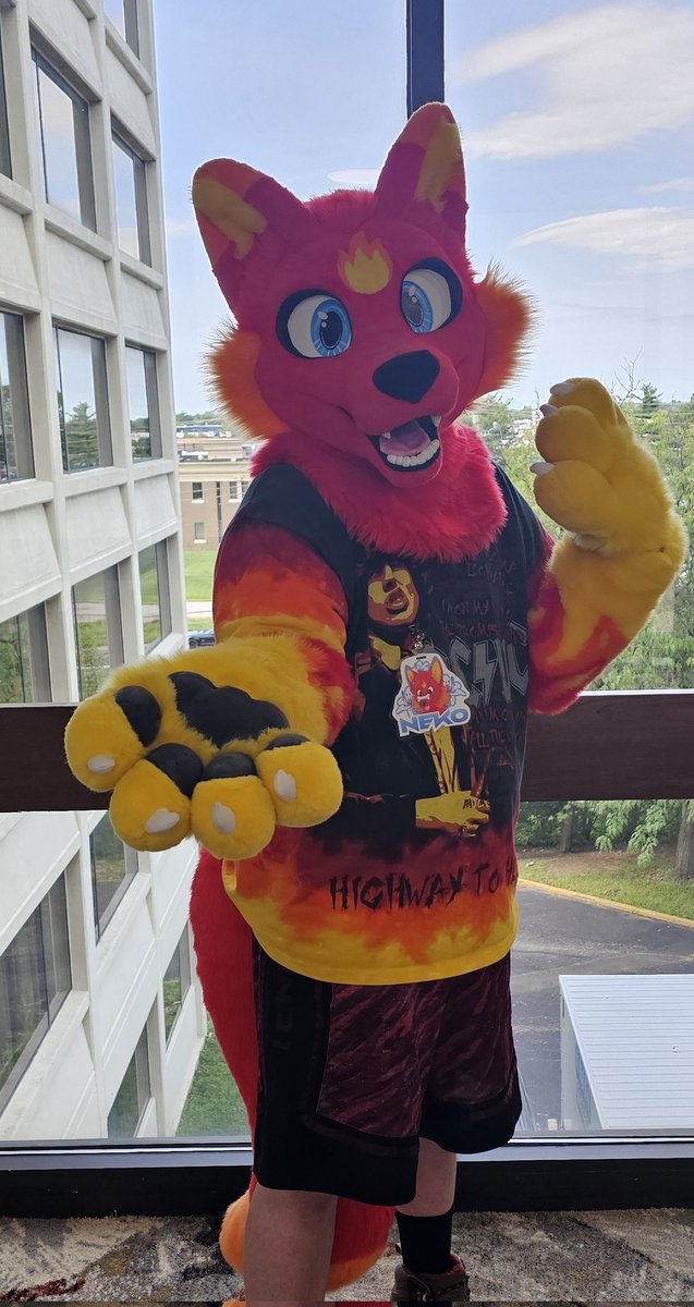 HopstitchStudio's tweet image. This fox had an amazing time debuting at IFC this year. I made my new paw pattern for this suit and also custom lined this head. I hope his owner has as much fun wearing him as I did making him!