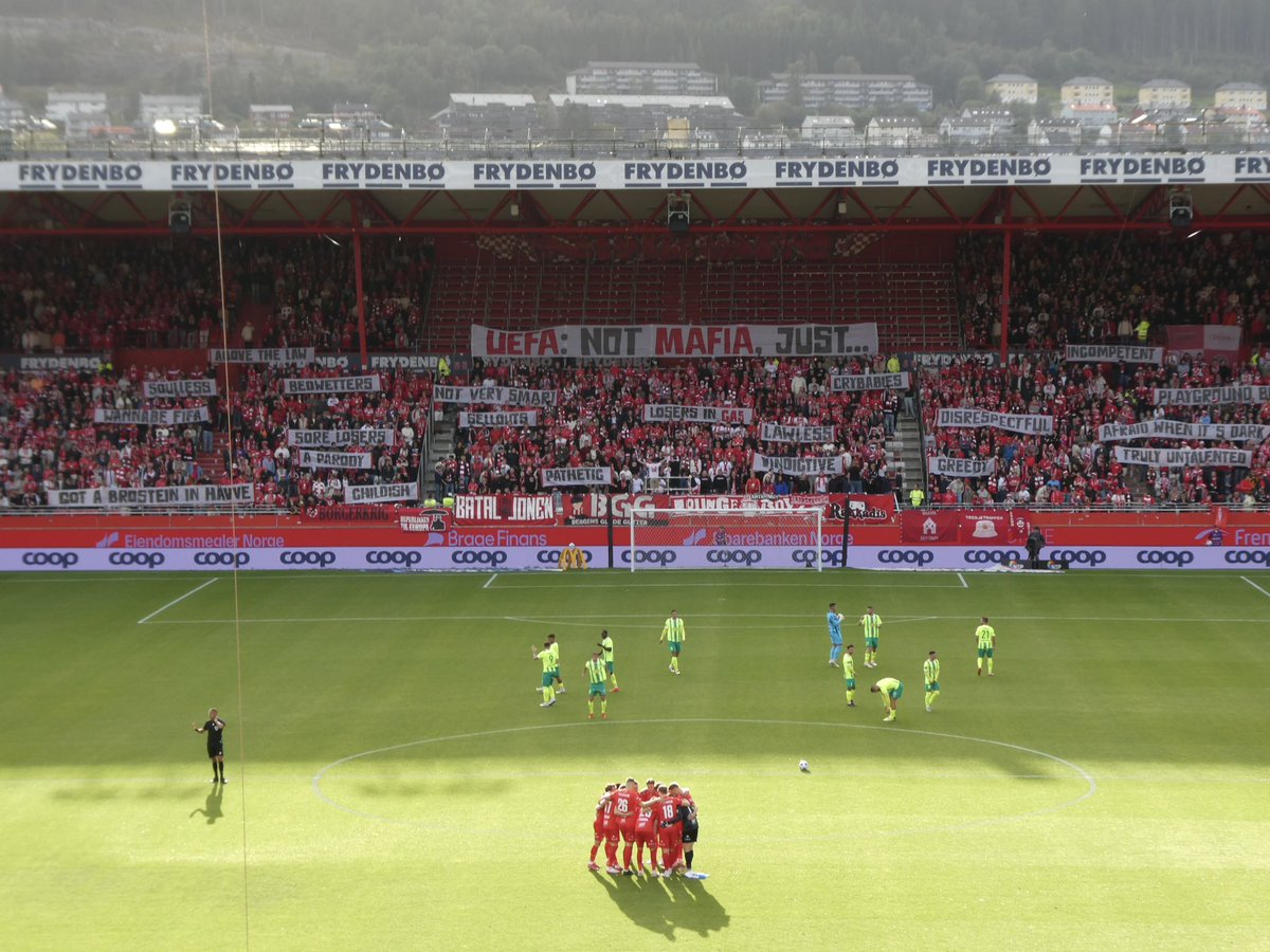 Som illustrert på bildet, er det Brann som står samlet og uefa som står alene. Alltid.