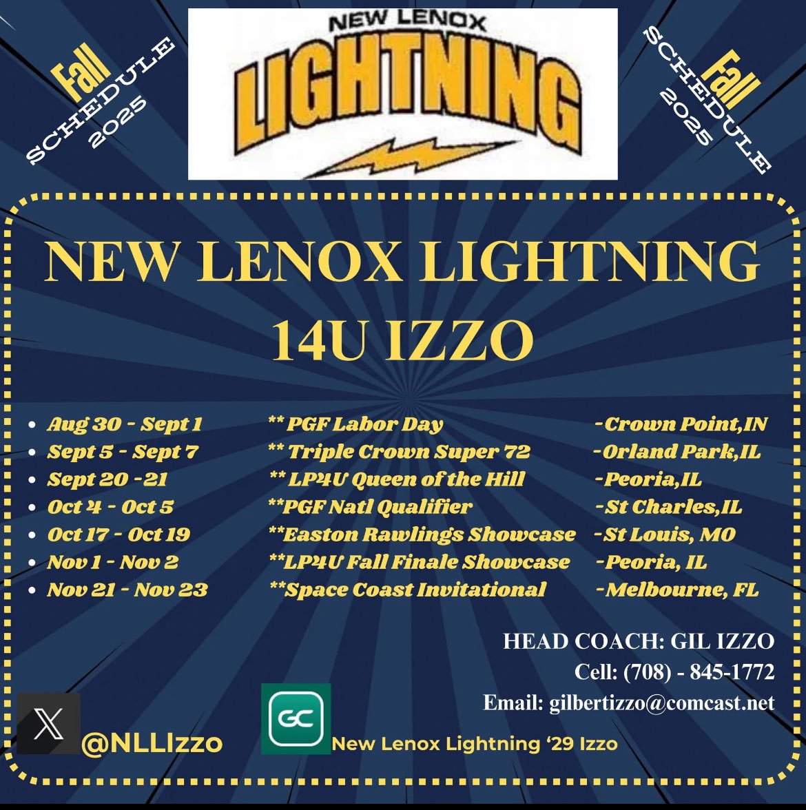 Hailey Pacheco (@haileyapacheco5) on Twitter photo Here we Go!! Fall 2025 Schedule <a href="/NLL18UGold/">New Lenox Lightning 18U Gold</a> <a href="/NLL16uPremier/">New Lenox Lightning Taylor/Keilman</a> <a href="/Coach_Bolden/">Jason Bolden</a> ⚡️⚡️#Izzo #NLL #Pacheco5 Here we Go!! Fall 2025 Schedule <a href="/NLL18UGold/">New Lenox Lightning 18U Gold</a> <a href="/NLL16uPremier/">New Lenox Lightning Taylor/Keilman</a> <a href="/Coach_Bolden/">Jason Bolden</a> ⚡️⚡️#Izzo #NLL #Pacheco5