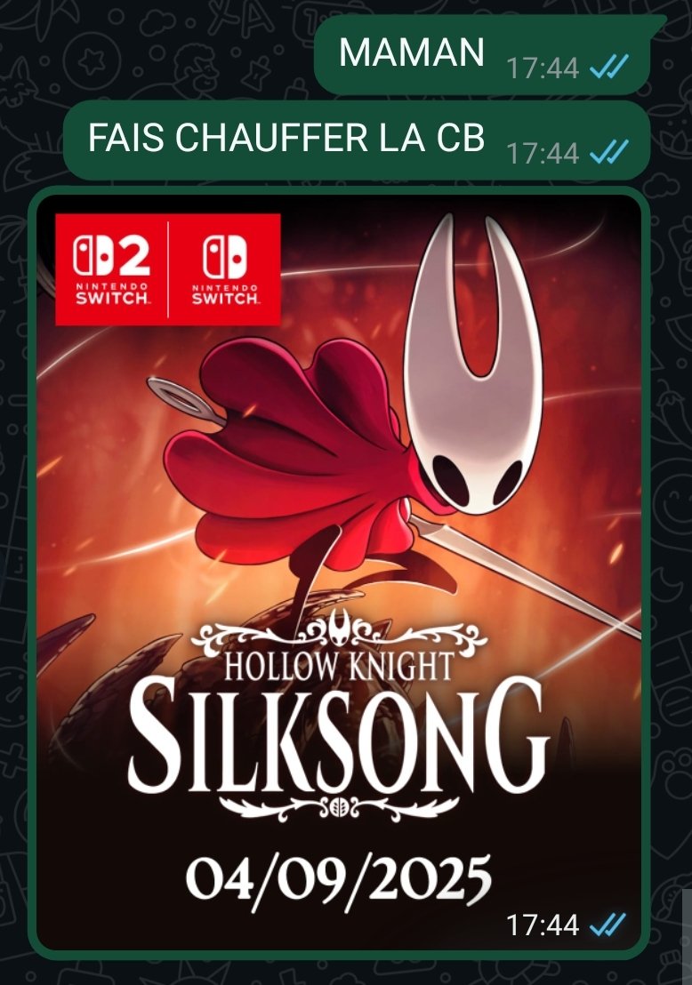 J'ai un "Bon pour Silksong quand il sortira" depuis Noël 2020...