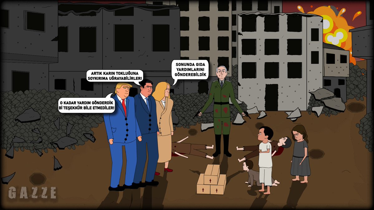 SugunAnimasyon's tweet photo. İsrail'e, Gazze'de yaptığı soykırım nedeniyle ambargo uygulanması gerekirken, Türkiye de dahil, ABD, Avrupa ve Arap devletlerinde sadece insani yardımlar konuşuluyor. Üstelik yardımların bırakıldığı bölgelerde Filistin halkı, İsrail ordusu için açık av haline gelirken! https://t.co/6e2alimT9Z