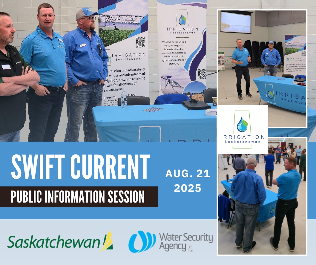 On August 21, 2025, the Water Security Agency, Ministry of Agriculture, and Irrigation Saskatchewan hosted a Public Information Session in Swift Current to discuss irrigation opportunities in the Rush Lake–Swift Current Creek system.

#Irrigation #Saskatchewan