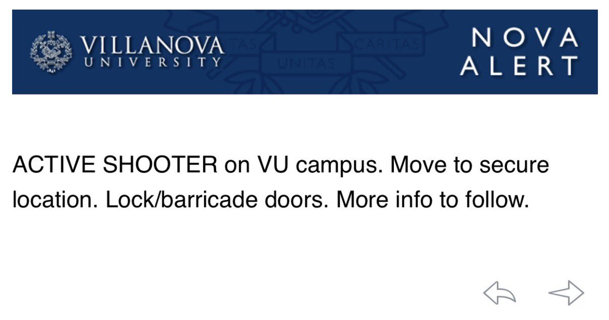 Villanova University just put out an active shooter alert through its Nova Alert system.

States more information to follow.