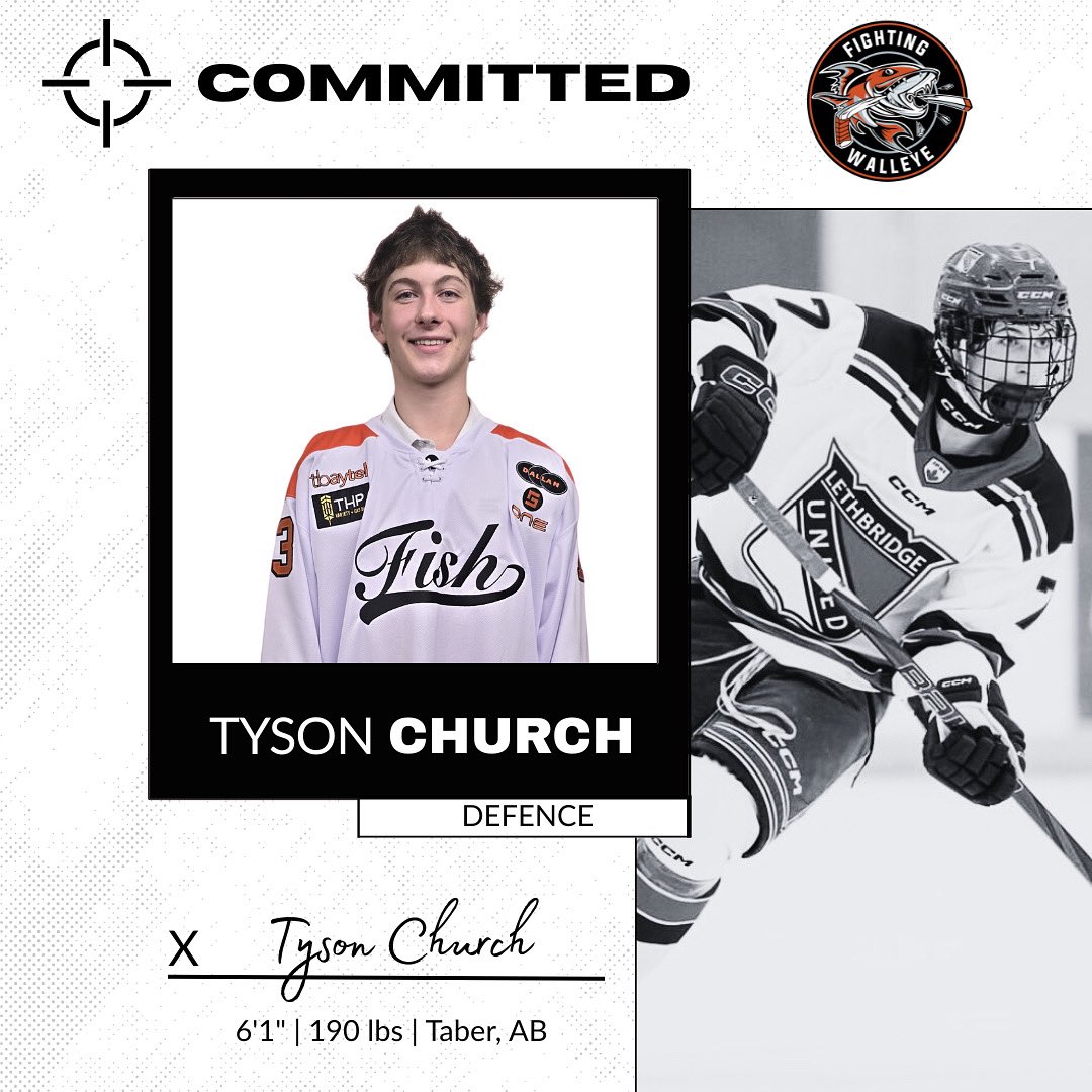 🚨COMMITMENT🚨

The Fighting Walleye are pleased to announce the commitment of 2007-born dman Tyson Church. 

The 6'1" 190 pound native of Taber, AB posted 10 pts in 30 GP for the Lethbridge United U18 club of the JPHL in 2024-25. 

Welcome, Tyson!