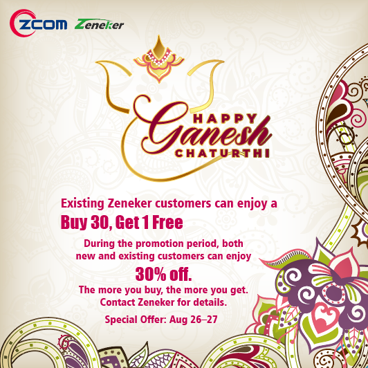 ZComGlobal1's tweet image. ✨ Z-COM x Zeneker Ganesh Chaturthi Special Offer (Aug 26–27)
👑 The more you buy, the more you get!
⭐ Existing customers: Buy 30, Get 1 Free
🛒 All customers: 30% OFF
📩 Contact: Zeneker-shusharma@zenekerindia.com
#ZCOM #Zeneker #GaneshChaturthi #SpecialOffer #BuyMoreSaveMore