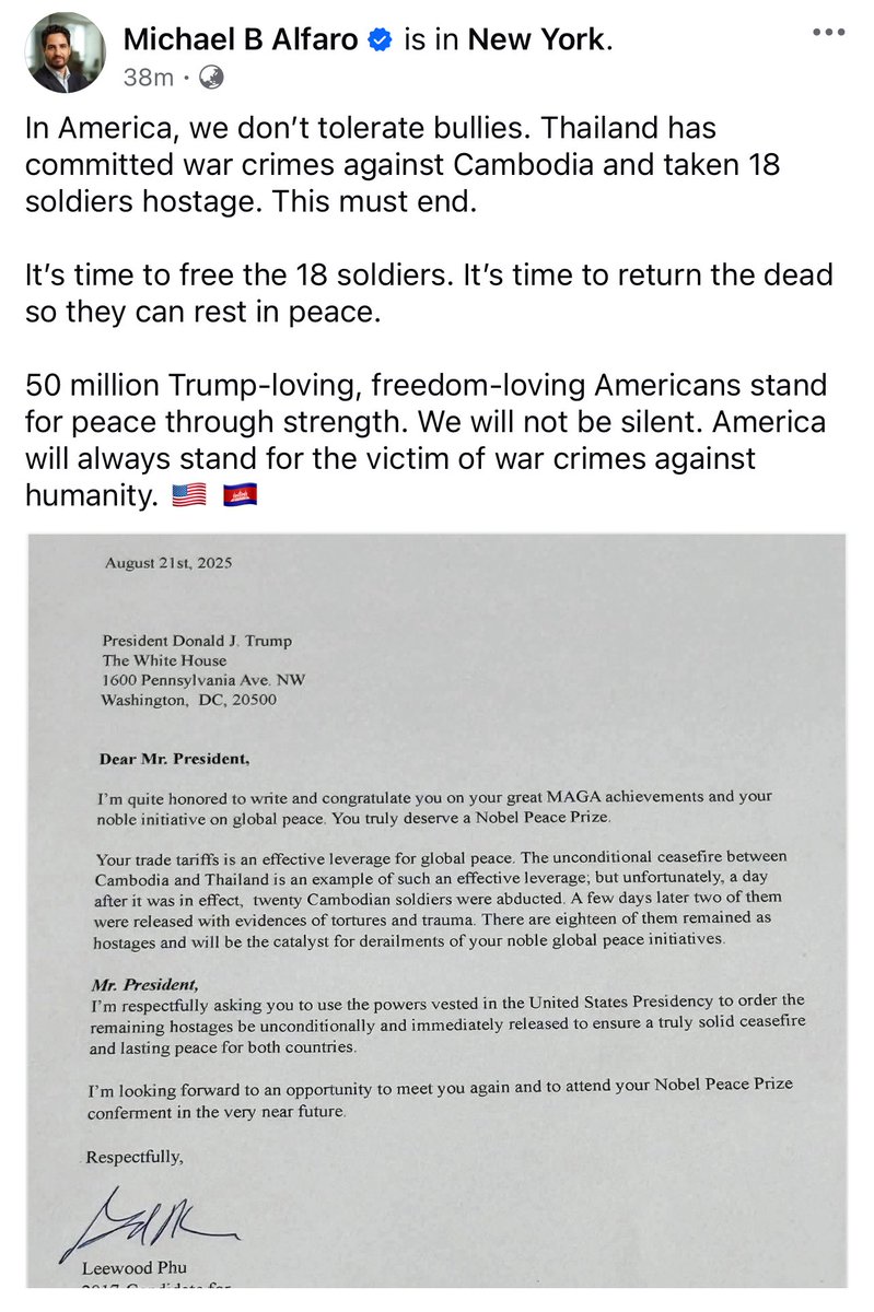 Thanks Sir for helping Cambodia. 🙏🙏🙏

 Please please Justice for Cambodia 🇰🇭

#justiceforcambodia 
#cambodianeedpeace 
#ThailandStartedTheWar