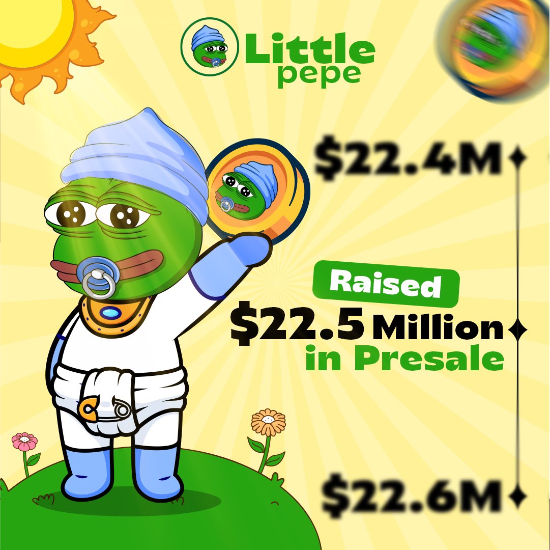 🚨 Milestone Unlocked! 🚨

Little Pepe Presale crosses $22.5M 💥💚

Huge thanks to our amazing community for the love and support! 🙌

🔥 Be part of the meme revolution.

👉 Join the $LILPEPE Presale now: littlepepe.com