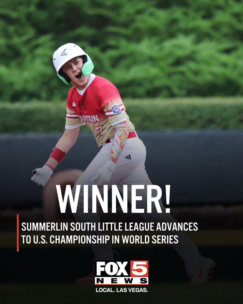 FOX5Vegas's tweet image. WINNER! Summerlin South Little League advances to U.S. Championship in World Series

STORY: fox5vegas.com/2025/08/22/sum…