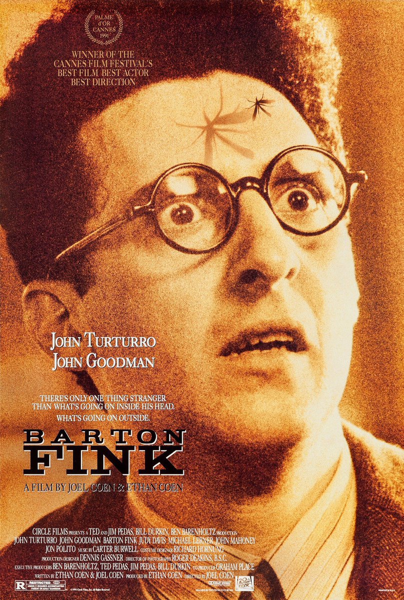 FilmNewsNos's tweet image. 🎬MOVIE HISTORY: 34 years ago today, August 21, 1991, the movie ‘Barton Fink’ opened in theaters!

#JohnTurturro #JohnGoodman #MichaelLerner #JudyDavis #JohnMahoney #TonyShalhoub #JonPolito #SteveBuscemi #DavidWarrilow #RichardPortnow #ChristopherMurney #JoelCoen @20thcentury