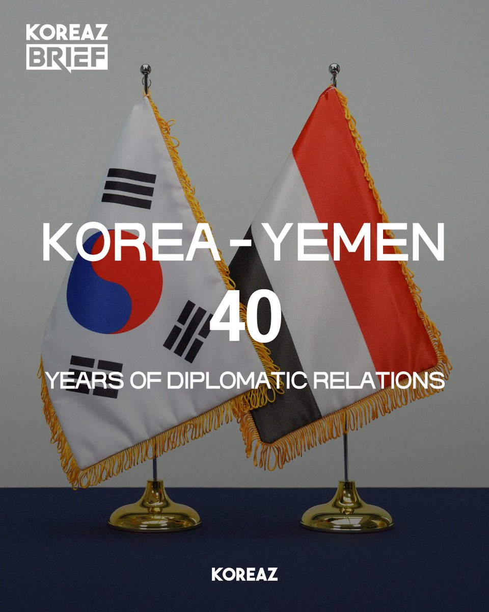 mofa_koreaz's tweet image. Republic of Korea and Republic of Yemen Celebrate 40 Years of Diplomatic Relations

In 2025, the Republic of Korea and the Republic of Yemen mark the 40th anniversary of diplomatic relations.

We look forward to strengthening ties between the two countries.

#KOREAZ #ROK #KOREA