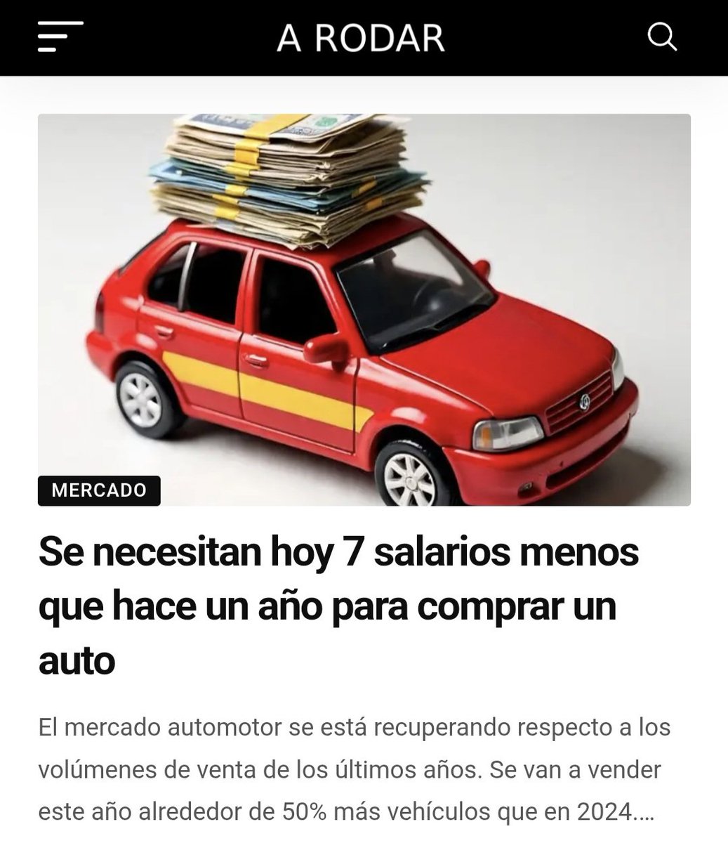 Dato. Se necesitan hoy 19 salarios para comprar un auto. Son 7 menos q hace un año. El nivel más bajo en 5 años. Esto explica, en parte, la suba d ventas. Se está lejos aún de 2013 o 2017 cdo se requerían menos de 10. ¿Cómo es la evolución? Lo cuento acá👇
arodarpost.com.ar