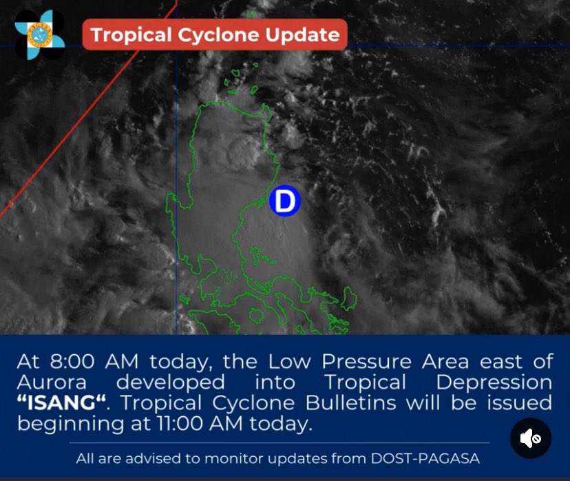 earthshakerph's tweet image. 🌀TROPICAL CYCLONE UPDATE

🌊 Ang LPA sa silangan ng Aurora ay naging #bagyo na o Tropical Depression “ISANG”.

📢 Magsisimula ang paglabas ng Tropical Cyclone Bulletins ng PAGASA mamayang 11:00 AM (22 Aug 2025).

⚠️ Manatiling nakaantabay sa mga update ng DOST-PAGASA.

#IsangPH