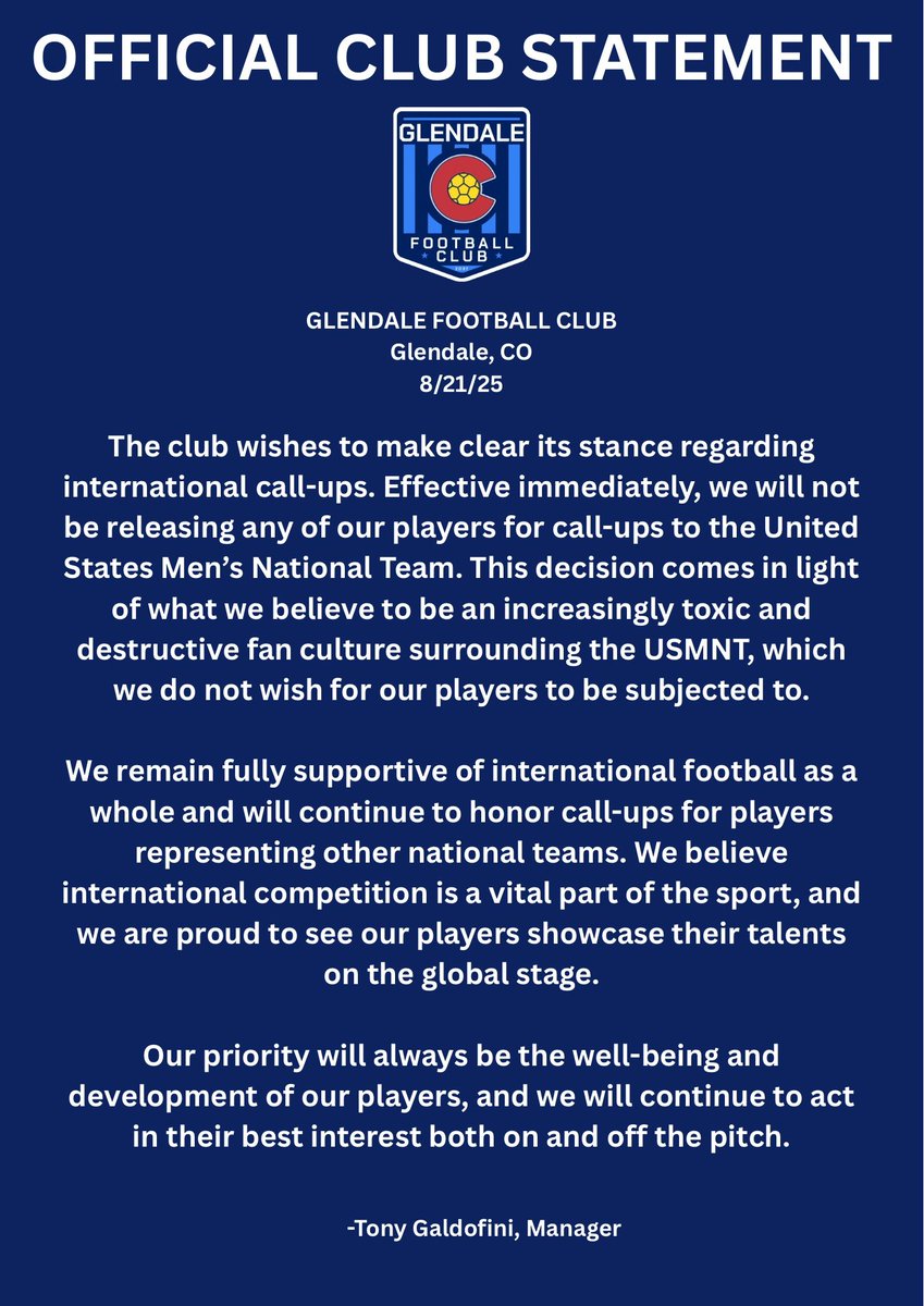 Glendale FC tweet media