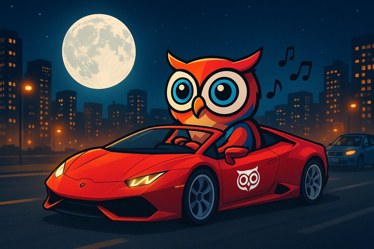 With the city lights blazing and the moon shining bright, our FAI Owl takes the Lambo for a smooth night drive 🚀✨ Powered up by Self Control by Laura Branigan — the anthem for every true HODLer. Stay strong, stay in control, and let’s race into the future together! 🦉🔥

#FAI