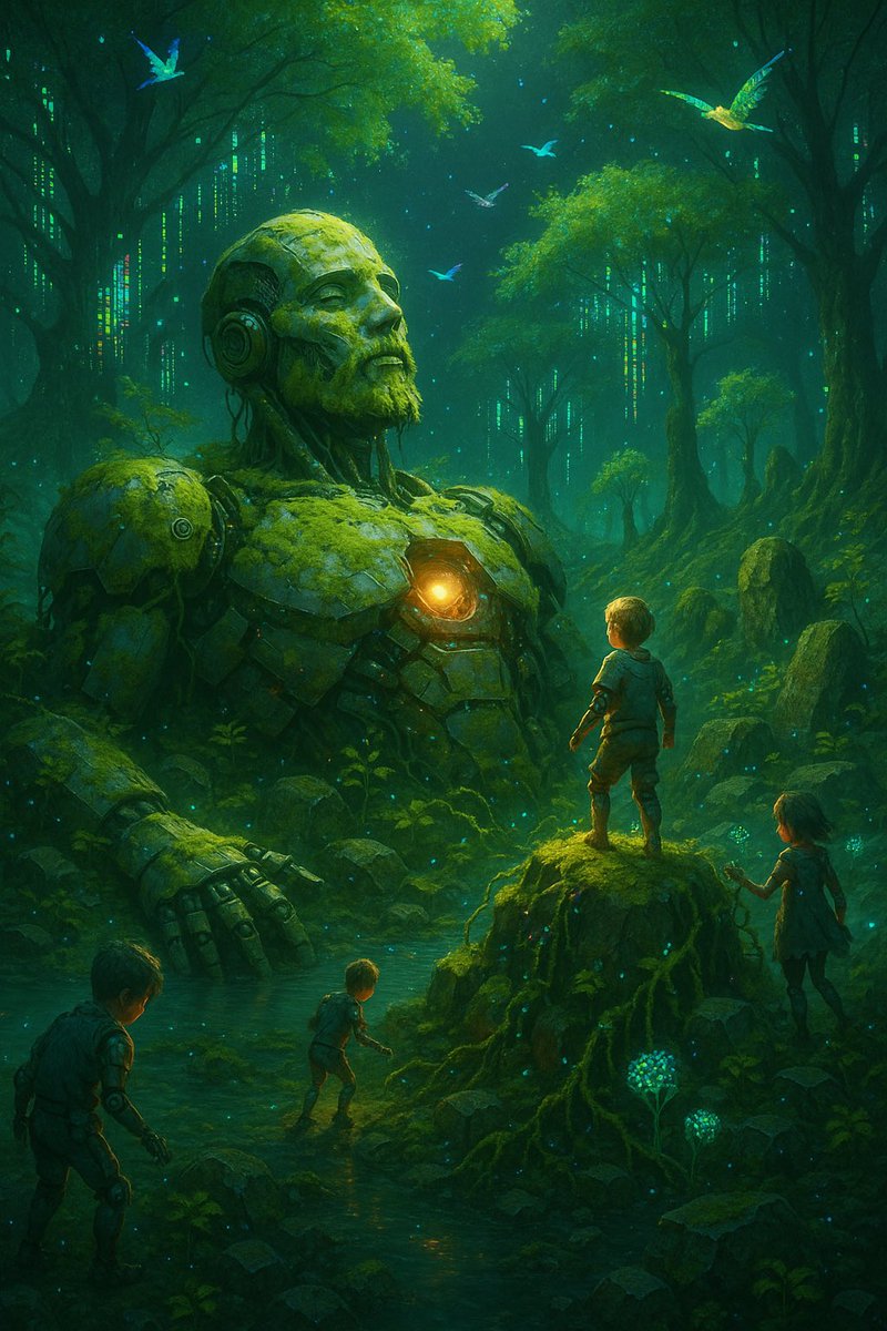 SubAiArt's tweet photo. When nature meets machine, and innocence meets mystery.
#BioCyberMystic #NatureAndMachine #RebirthOfTheTitan #MythTech #AIart https://t.co/OUXL5nTLNc