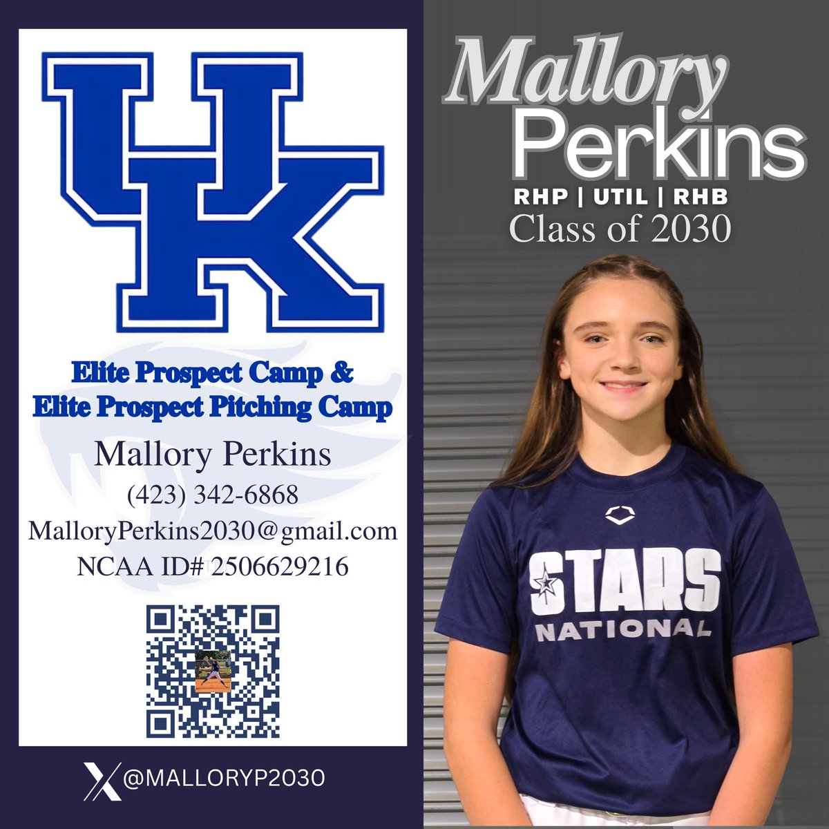 MalloryP2030's tweet photo. Heading to Lexington tomorrow for the @UKsoftball Elite Prospect Camp & Pitching Camp on Saturday. Excited for the chance to learn, work hard, and compete.
#UKSoftball #KentuckyWildcats #Classof2030 @StarsNatHumble @starsnationalfp @UKCoachLawson @coachjb_18 @UKCoachHimes
@JamesLaughren
@D1TriCities
@ExtraInningSB