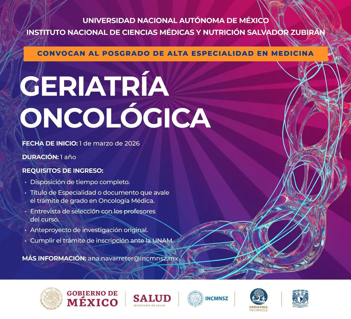 hafaydeefe's tweet photo. Continúa abierta la convocatoria para el posgrado de alta especialidad en Geriatría Oncológica del @incmnszmx.

Oncólogos médicos, ¡no dejen pasar esta oportunidad! https://t.co/ohpXDObQgK