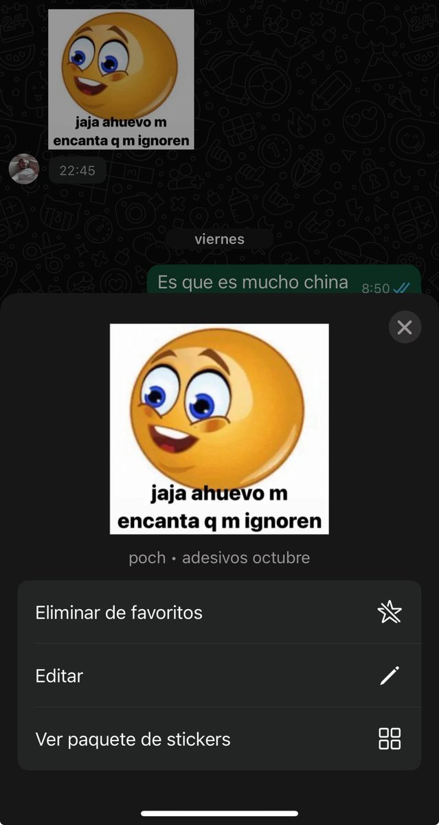 AlexTropo's tweet photo. Me choca que me manden stickers vergas que tenía en desuso, siempre tengo que eliminarlos de mis favoritos para volver a guardarlos y que me aparezcan hasta arriba. https://t.co/RTF7c7jF5E