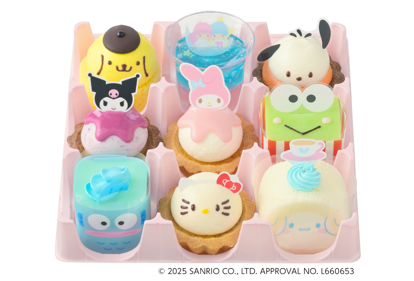 sgs109com's tweet photo. 【ニュース】マイメロやシナモン、プリンが可愛いプチケーキに♡ #銀座コージーコーナー から「＜#サンリオキャラクターズ＞スイーツコレクション(9個入)」が期間限定で8/29(金)発売🐱🐰🎀💖🐶🐩💙😈🖤💜🧁🍰https://t.co/f19TyeQQCx https://t.co/6QBBkCJxSe