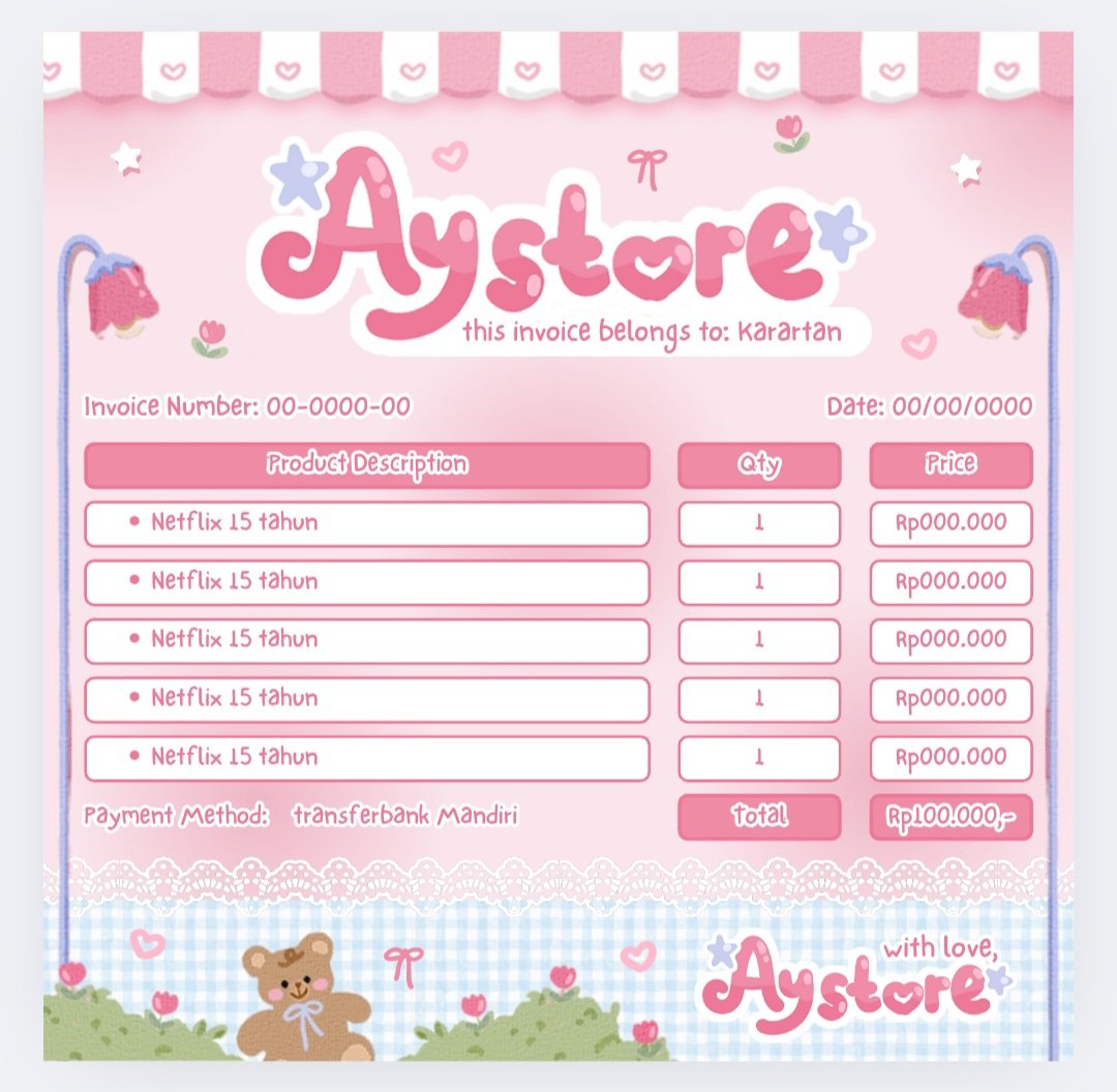 KarartanStore's tweet photo. Mri upload porto 😆😆

Yg aystore aku bikin thank you card sama invoice
Yg poldigoad ak recolor aj

Yg minat edit2 buat
- pl game needs &amp; app prem
- loyalty card &amp; qr deco
- banner &amp; poster turnamen &amp; pinned
- desain lain
lgsg wa aja ada di bio

#zonauang️ #zonajajan https://t.co/uI4FVJ1RsZ