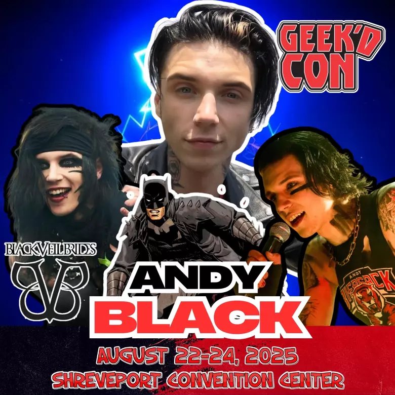 We Are Everything They Hate (@ghostwhohaunts) on Twitter photo Andy will be in Shreveport Louisiana this weekend! Join the โฆ<a href="/blackveilbrides/">Black Veil Brides</a>โฉ frontman at Geekโd Con in the Shreveport Convention Center! Andy will be in Shreveport Louisiana this weekend! Join the โฆ<a href="/blackveilbrides/">Black Veil Brides</a>โฉ frontman at Geekโd Con in the Shreveport Convention Center!