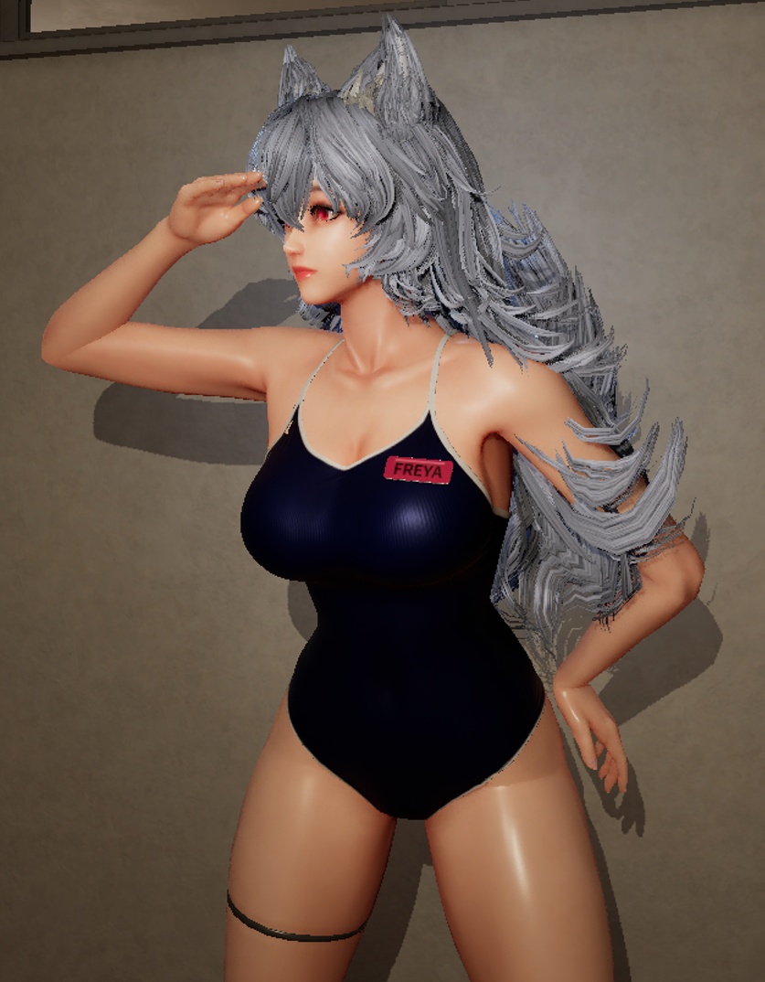 This is Freya's school swimsuit.
She borrowed her friend's swimsuit for swimming lessons. 😂
We're working hard to update by the weekend, so please stay tuned.
Thank you for playing.
#WolfMate #Freya