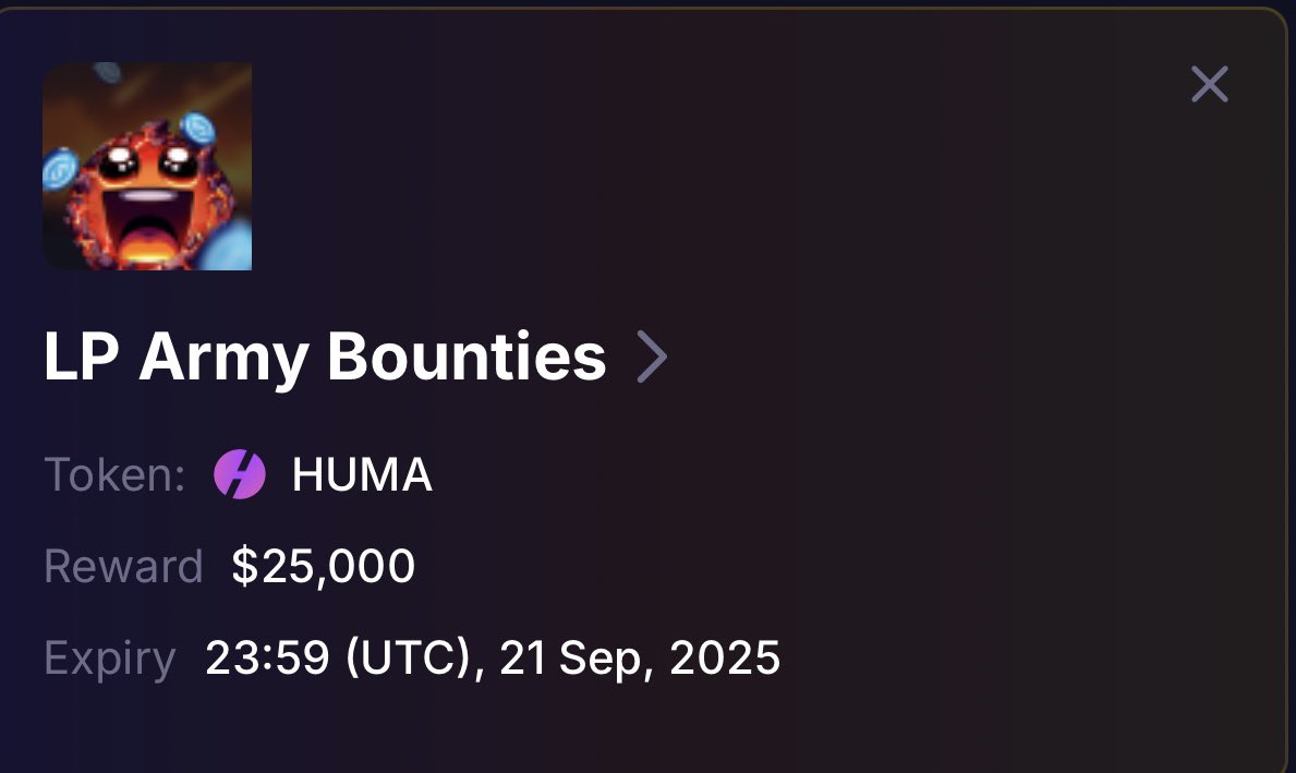 $HUMA 풀을 위한 Meteora의 $25K LP Army 현상금 상세