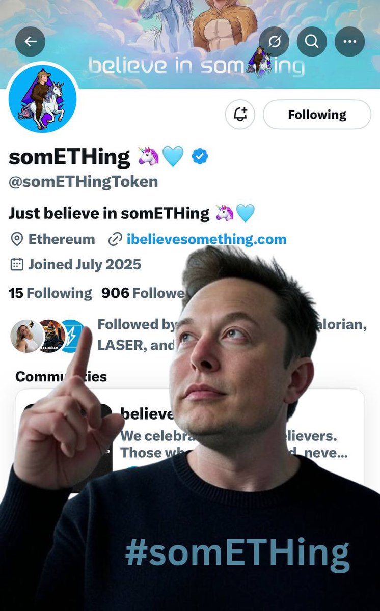 𝕏 ROARING BEEZY (@cryptob_777) on Twitter photo <a href="/K1d_Crypt0/">K1d Crypt0</a> <a href="/WALTER_DEFI/">WALTER #DEFI 4 LYFE #BTC #ETH #SOL #XRP#BLOCKCHAIN</a> Keep believing in somETHing Kid and Walt!🦄🩵
<a href="/somETHingToken/">somETHing 🦄🩵</a> <a href="/K1d_Crypt0/">K1d Crypt0</a> <a href="/WALTER_DEFI/">WALTER #DEFI 4 LYFE #BTC #ETH #SOL #XRP#BLOCKCHAIN</a> Keep believing in somETHing Kid and Walt!🦄🩵
<a href="/somETHingToken/">somETHing 🦄🩵</a>