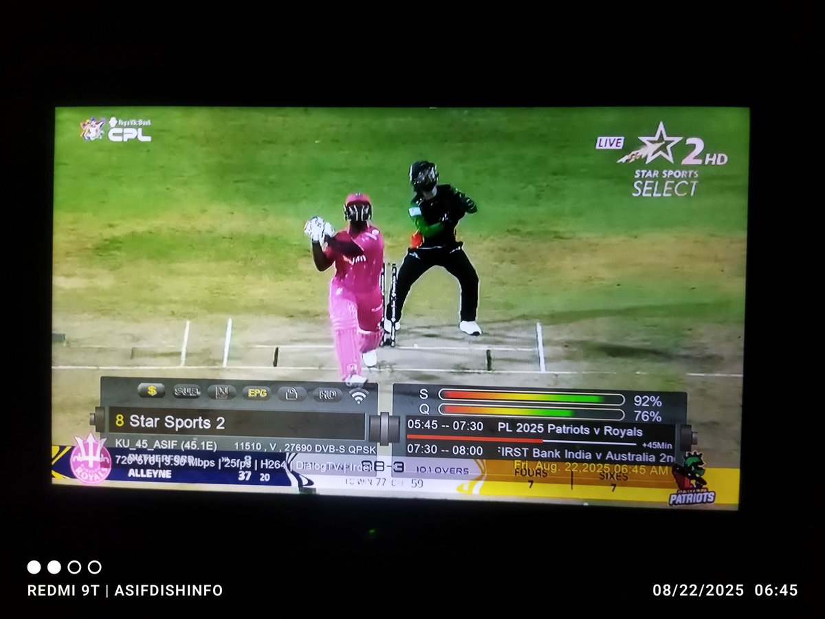 asifdishinfo's tweet photo. #CPL 🏏 LIVE #StarSportsSelect2HD
#IntelSat38 - 45.1°E Ku-Band 👈
ID : Star Sports 2 / 👉 cline working 
TP : 11510 V 27690  📡Dish Size 6Feet 4inch https://t.co/9onxUzkfrR