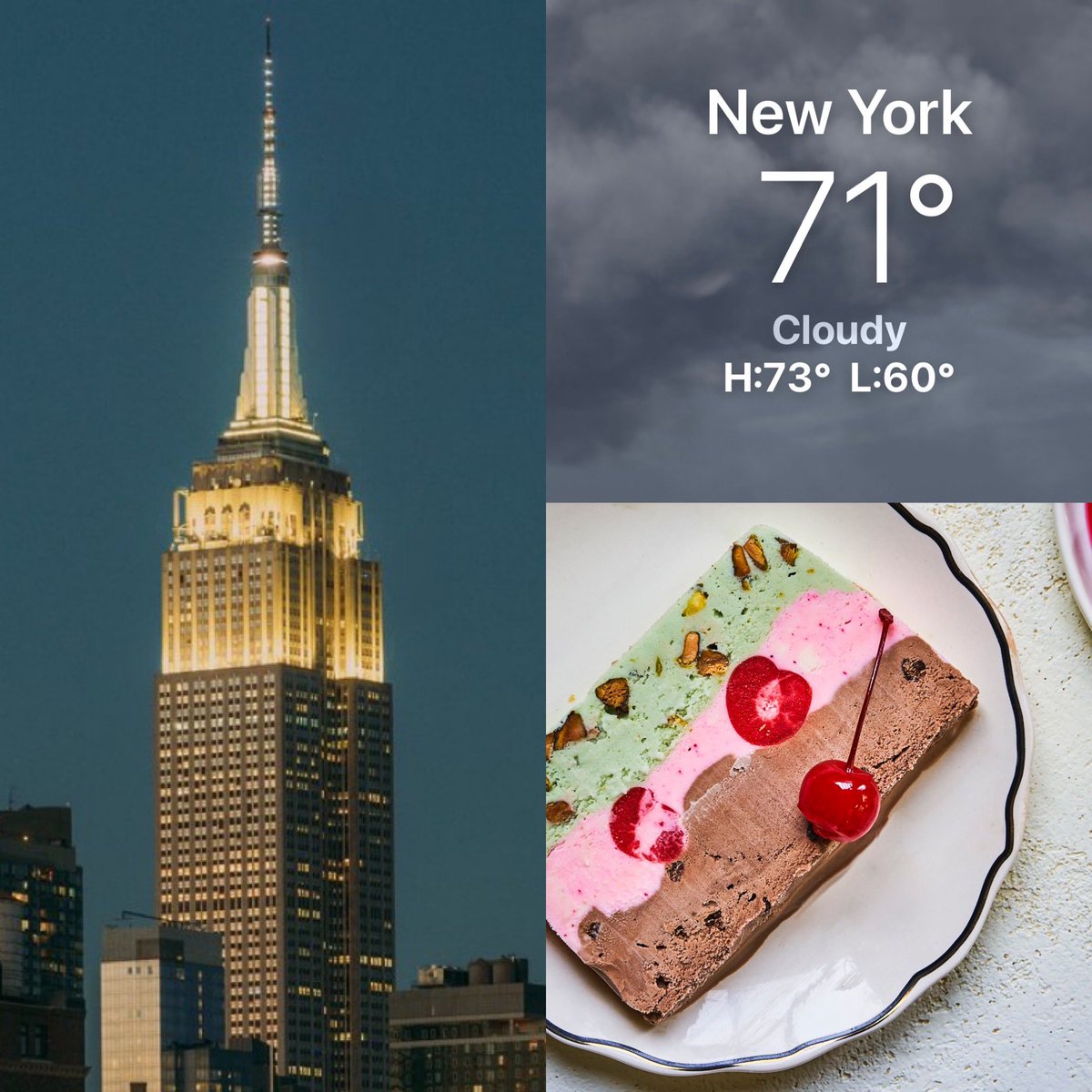 CorinnePulitzer's tweet photo. Sunset was at 7:45PM & #NYers are saying goodbye to this cold spell & looking forward to a warmup tomorrow & the wknd! The @EmpireStateBldg is lit in Signature White & #IceCreamFans are saying “BuonAppetito on #NationalSpumoniDay🇮🇹 @NationalDayCal @NY1weather @HeyWhatDay https://t.co/BXGPS9mMyH