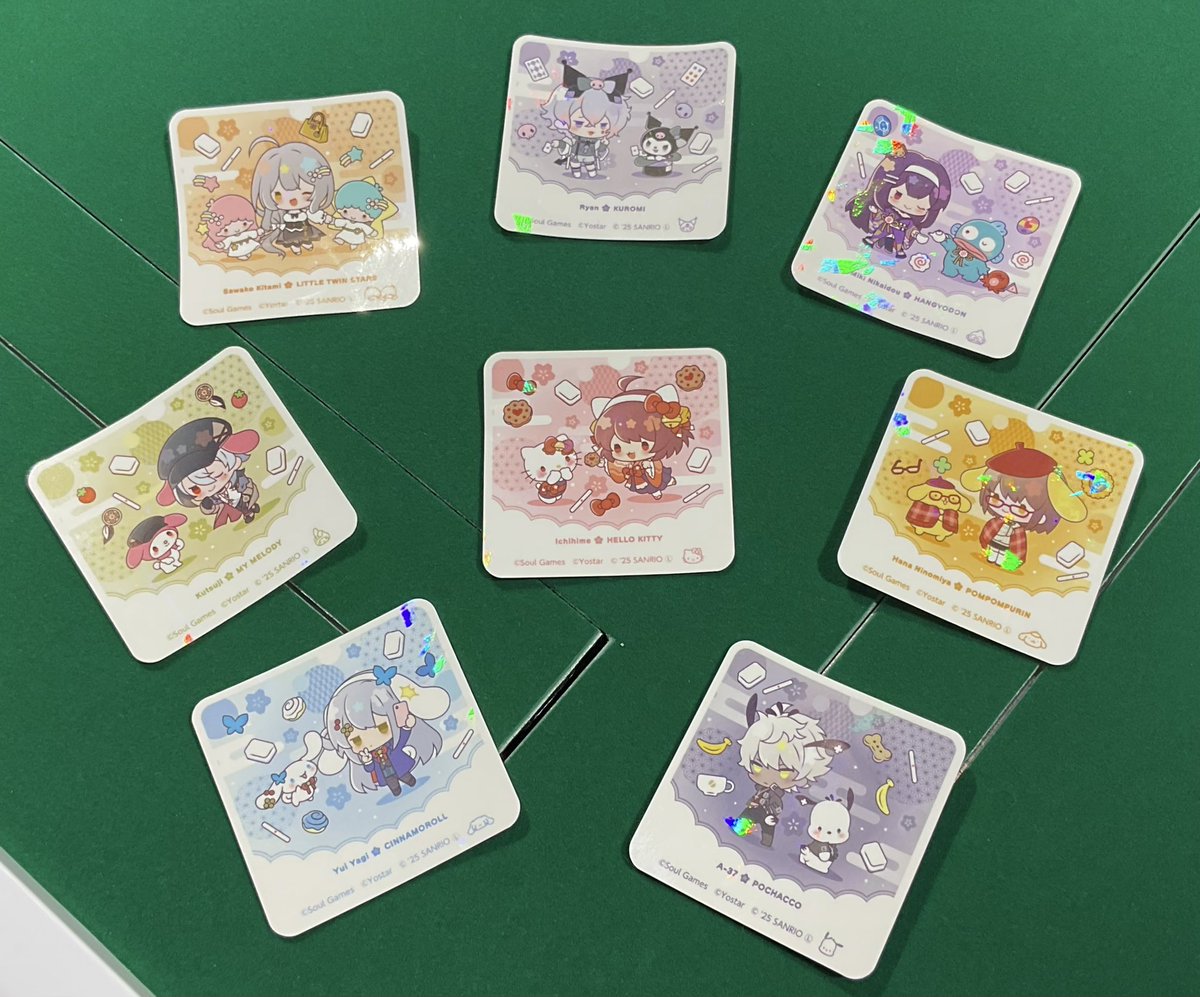˗ˏˋ 🐾開催中🐾 ˎˊ˗ 
【雀魂-じゃんたま-×サンリオキャラクターズ　POP-UP SHOP in OSHI BASE Harajuku】 

✨商品紹介✨ 
『【トレーディング】ホログラムステッカー 全8種 ¥660(税込)』 

ホログラム加工でキラキラ輝く豪華仕様のステッカー🌈 
どのコラボペアが出るかは開けてからのお楽しみ…！🎁