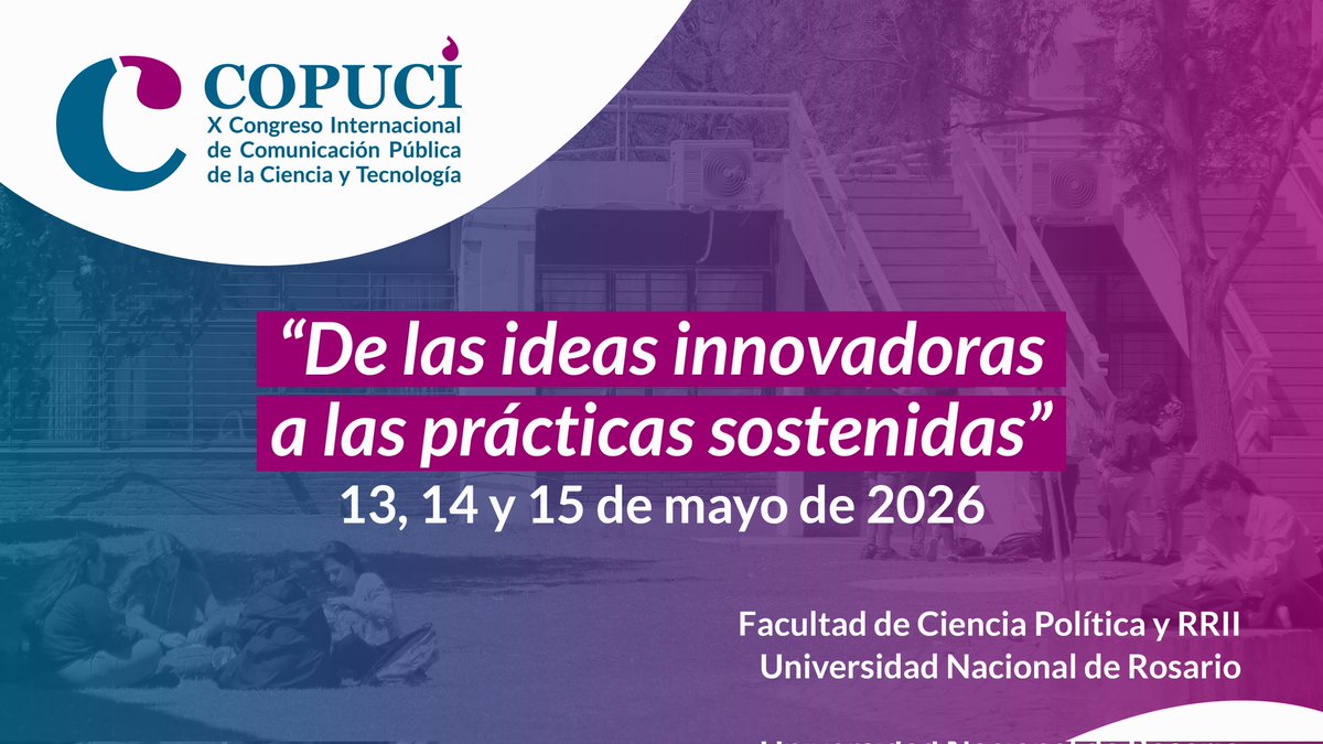 🤩 Ya tiene fecha el X congreso COPUCI 2026

🗓 13, 14 y 15 de mayo de 2026

📍 Facultad de Ciencia Política y Relaciones Internacionales, Centro Universitario Rosario (CUR).