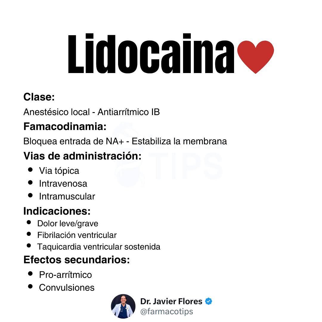 farmacotips's tweet photo. TODO lo que DEBES SABER de la LIDOCAINA: