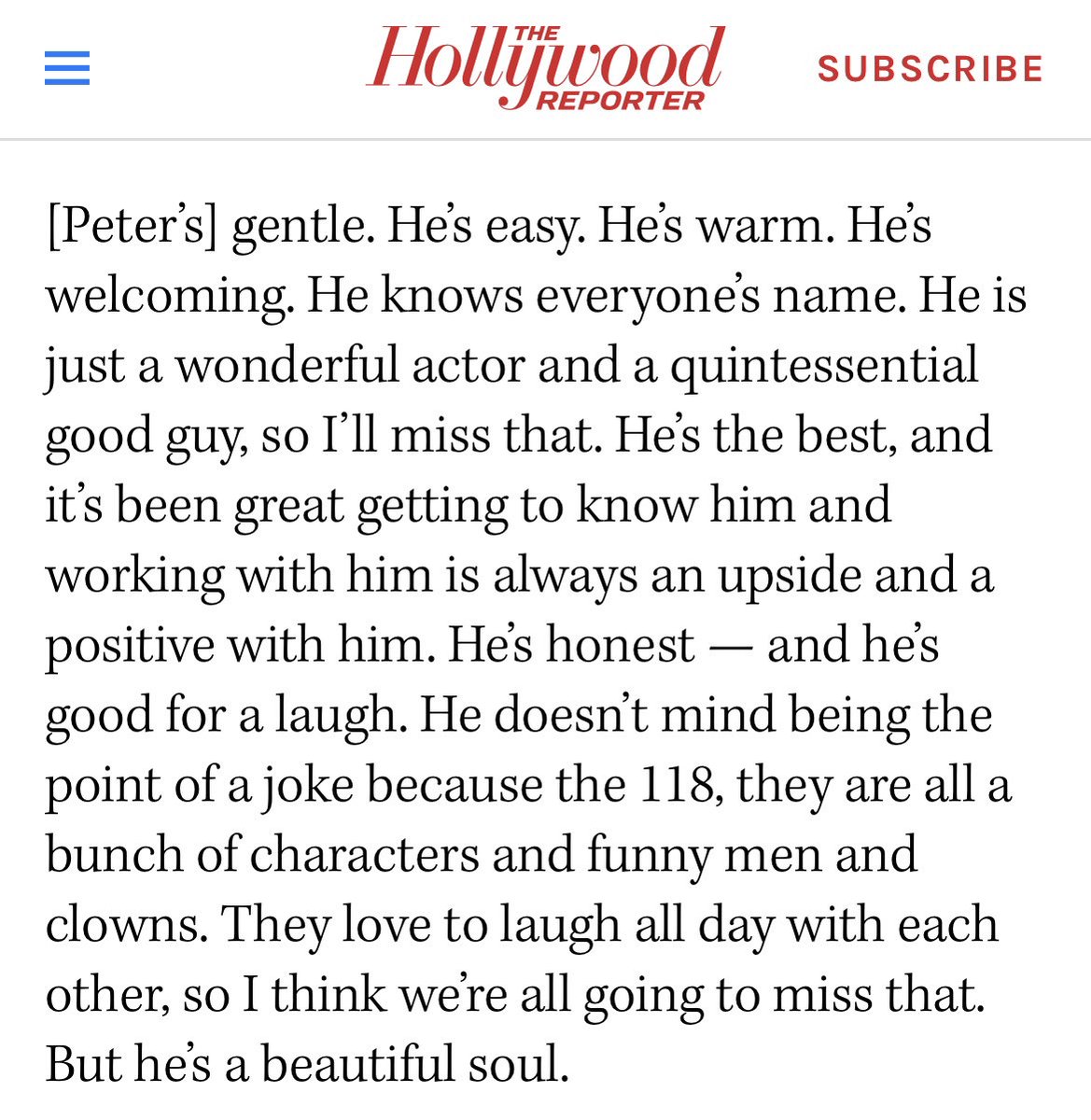 reminds me of when Angela also said Peter’s strong, stable, and secure; and a calming influence. and him being gentle, easy, warm and welcoming 😫🥹