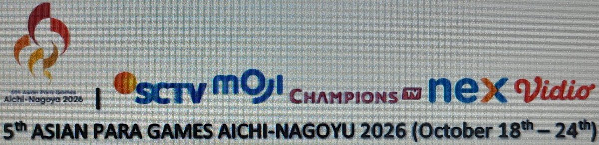 5th Asian Para Games Aichi-Nagoya 2026 (October 18th - 24th) SCTV, Moji, Champions TV, Nex Parabola &amp; Vidio
#AsianParaGames2026 #AichiNagoya #SCTV #Moji #ChampionsTV #NexParabola #Vidio
