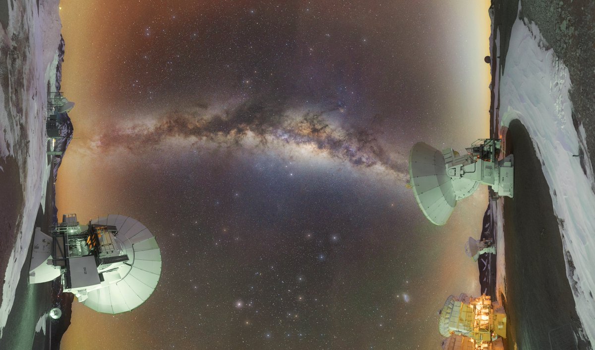 ALMA Observatory📡 (@almaobs) on Twitter photo 📡✨📡 A cosmic mirage?
This spectacular image is actually a 360° composite capturing two of our antennas beneath the mighty Milky Way. 🌌 A wonderful astrophoto by renowned photographer <a href="/cariletelier/">Cari Letelier</a> 📡✨📡 A cosmic mirage?
This spectacular image is actually a 360° composite capturing two of our antennas beneath the mighty Milky Way. 🌌 A wonderful astrophoto by renowned photographer <a href="/cariletelier/">Cari Letelier</a>