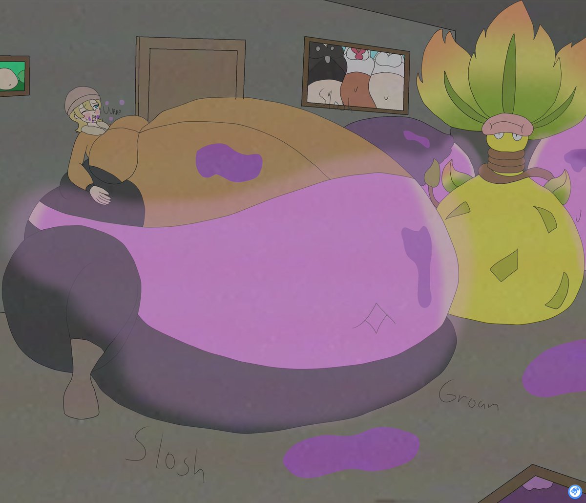 Woman in Lumiose City that visit an abandon building have been attacked by a mysterious pokemon, being filled up with a "juice" to large and bloated

hope you guys like it ^^