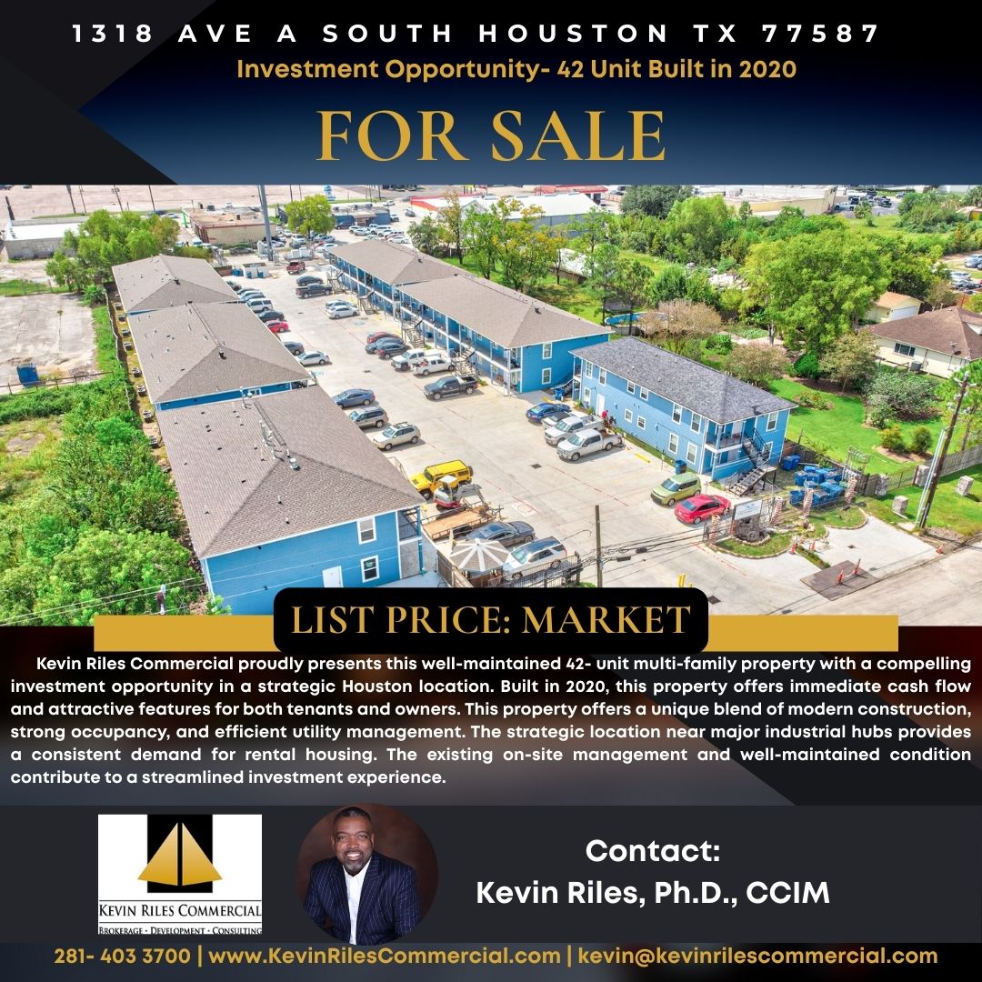 KevinRiles's tweet photo. Kevin Riles Commercial proudly presents this well-maintained 42- unit multi-family property with a compelling investment opportunity in a strategic Houston location. Built in 2020, this property offers immediate cash flow and attractive features for both tenants and owners. https://t.co/01EIAr876W