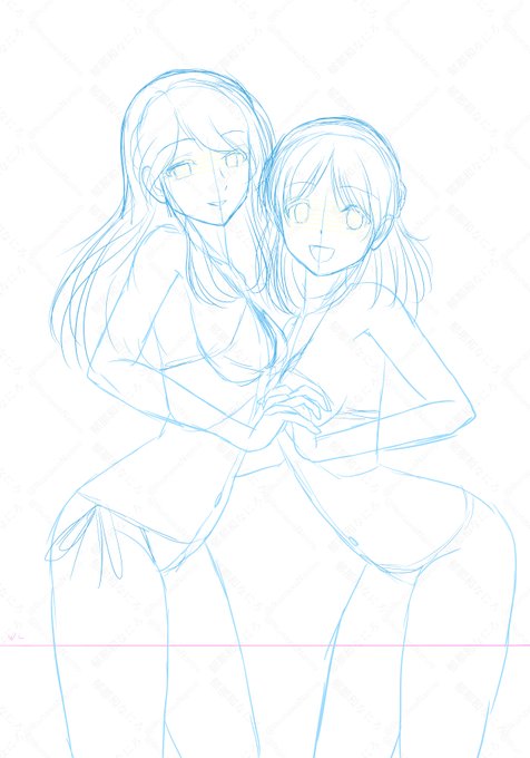 おはようございます!
朝お絵かき。
久しぶりに會田母娘描きます! 