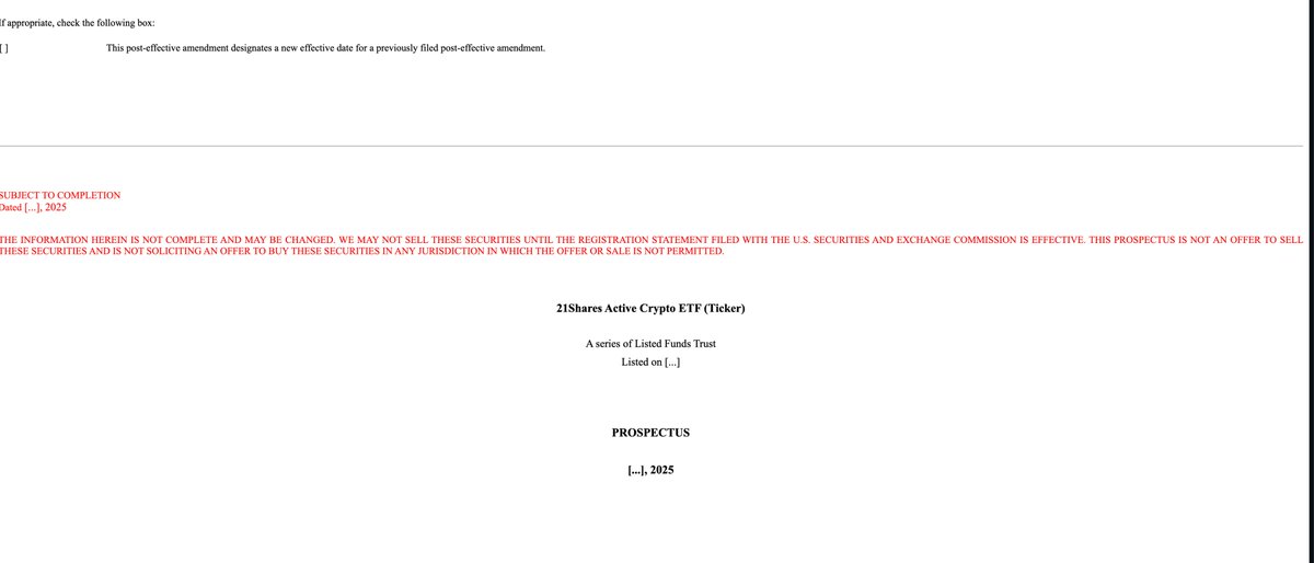 21Shares Active Crypto ETF Prospectus Cover