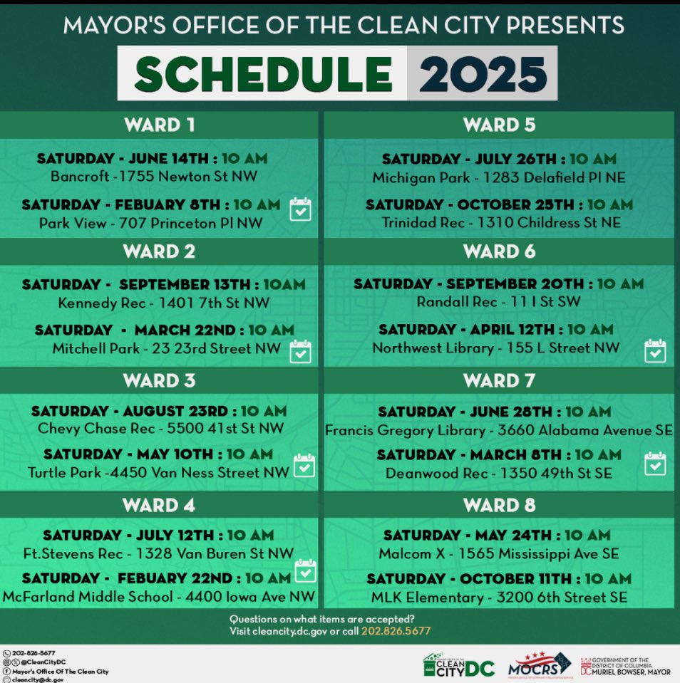 X Post:   🚛 This weekend, Roll Off Day is coming to Ward 3!!
 📅 Saturday, August 23 🕙 10AM–2PM
 📍 Chevy Chase Rec Center Bring bulk items &amp; clutter for disposal—let’s work together to keep our city clean! 🧹 ⚠️ Please review bit.ly/473tshR