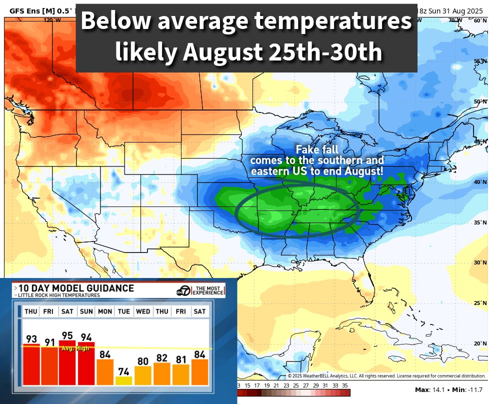 JamesBryantWX's tweet image. Next week is likely to be the best end to August that we have had in a long time!