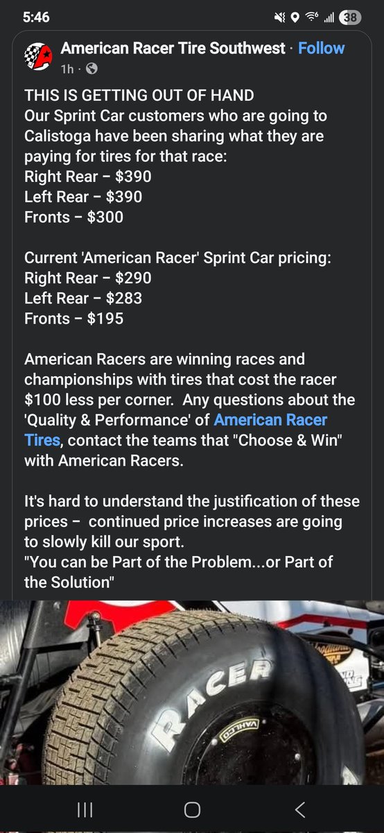 Taken from Facebook, but just know the series are getting money while you're paying more for a tire they're forcing you to run.