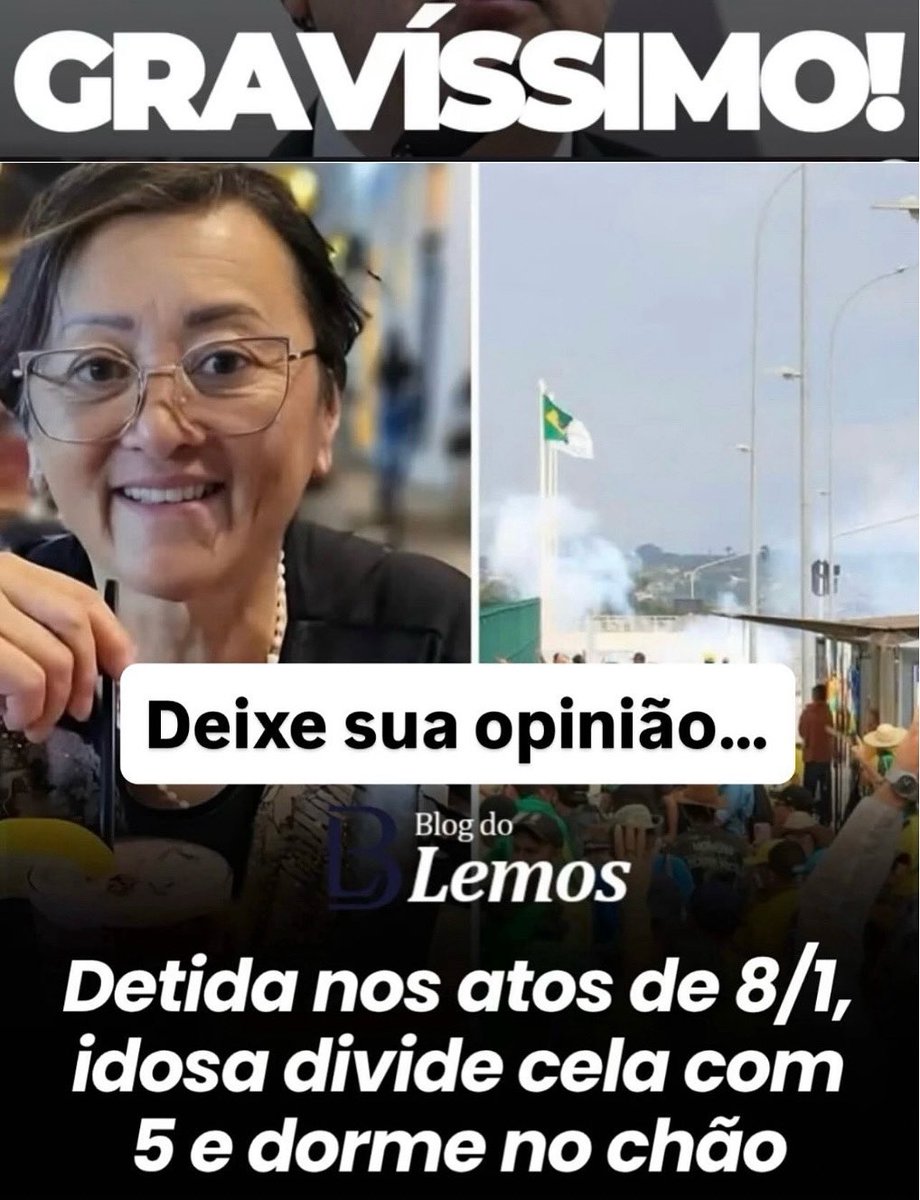 Dr Luiz Felipe (@luiz_adv_felipe) on Twitter photo Detida do 08.01, idosa divide cela com 5 e dorme no chão… Até quando?? Compartilhem…
<a href="/SecRubio/">Secretary Marco Rubio</a> <a href="/marcorubio/">Marco Rubio</a> <a href="/tudoconstausa/">Rodrigo Constantino USA</a> <a href="/DepRodrigo_/">Deputado Rodrigo</a> <a href="/realDonaldTrump/">Donald J. Trump</a> <a href="/JamileDavies/">Jamile DeSouza-Davies</a> <a href="/RepMariaSalazar/">Rep. María Elvira Salazar</a> <a href="/MaElviraSalazar/">María Elvira Salazar 🇺🇸</a> <a href="/AnaSibut/">Ana Sibut 🇮🇱</a> <a href="/MartaPadovani73/">Marta Padovani</a> <a href="/RainhaSeca7124/">Alexandra Mendes🇧🇷🇺🇲🇧🇷🇺🇲</a> <a href="/AsquinoCristina/">Cris 🇨🇦🇧🇷</a> <a href="/BeckerAna7/">Ana Becker🇨🇭🇮🇱</a> Detida do 08.01, idosa divide cela com 5 e dorme no chão… Até quando?? Compartilhem…
<a href="/SecRubio/">Secretary Marco Rubio</a> <a href="/marcorubio/">Marco Rubio</a> <a href="/tudoconstausa/">Rodrigo Constantino USA</a> <a href="/DepRodrigo_/">Deputado Rodrigo</a> <a href="/realDonaldTrump/">Donald J. Trump</a> <a href="/JamileDavies/">Jamile DeSouza-Davies</a> <a href="/RepMariaSalazar/">Rep. María Elvira Salazar</a> <a href="/MaElviraSalazar/">María Elvira Salazar 🇺🇸</a> <a href="/AnaSibut/">Ana Sibut 🇮🇱</a> <a href="/MartaPadovani73/">Marta Padovani</a> <a href="/RainhaSeca7124/">Alexandra Mendes🇧🇷🇺🇲🇧🇷🇺🇲</a> <a href="/AsquinoCristina/">Cris 🇨🇦🇧🇷</a> <a href="/BeckerAna7/">Ana Becker🇨🇭🇮🇱</a>