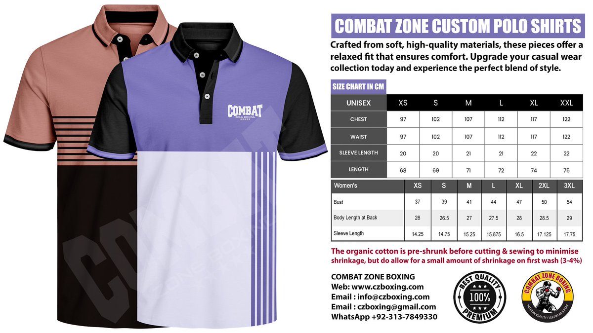 Our Custom Men's Polo Shirts, available in both long and short sleeve options at CZ Sportswear. Designed to seamlessly blend style and comfort, these polos are perfect for any occasion, whether you're on the golf course or enjoying a casual day out.