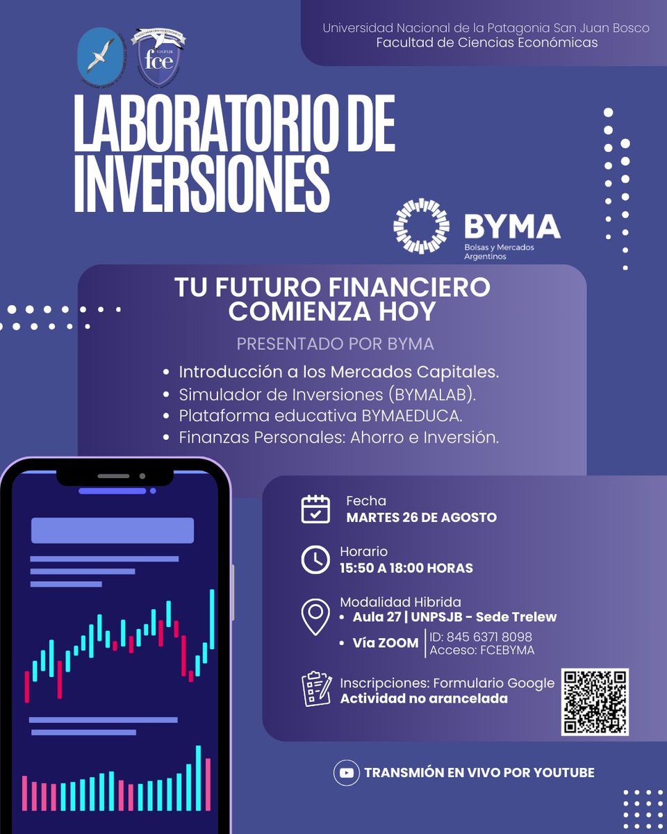 📢 𝐋𝐚𝐧𝐳𝐚𝐦𝐢𝐞𝐧𝐭𝐨 𝐝𝐞𝐥 𝐋𝐚𝐛𝐨𝐫𝐚𝐭𝐨𝐫𝐢𝐨 𝐝𝐞 𝐈𝐧𝐯𝐞𝐫𝐬𝐢𝐨𝐧𝐞𝐬 Tu Futuro Financiero Comienza Hoy : presentado por
<a href="/BYMAOficial/">BYMA</a> 

Inscripciones: docs.google.com/forms/d/1CWnTo…