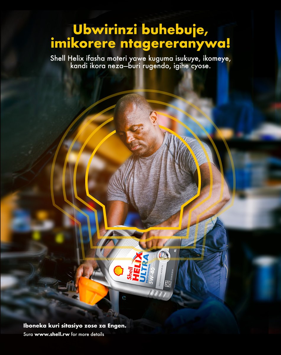 Shell_Rwanda's tweet photo. Tanga uburinzi buhebuje kuri moteri yawe! #ShellHelix ituma moteri iguma isukuye, ikaramba, kandi ikora neza kuri buri rugendo.

✔ Irinda moteri kwangirika no kwandura
✔ Igabanya gukoresha lisansi nyinshi

Iboneka kuri sitasiyo zose za Engen. https://t.co/J7PQ9Czf0l
