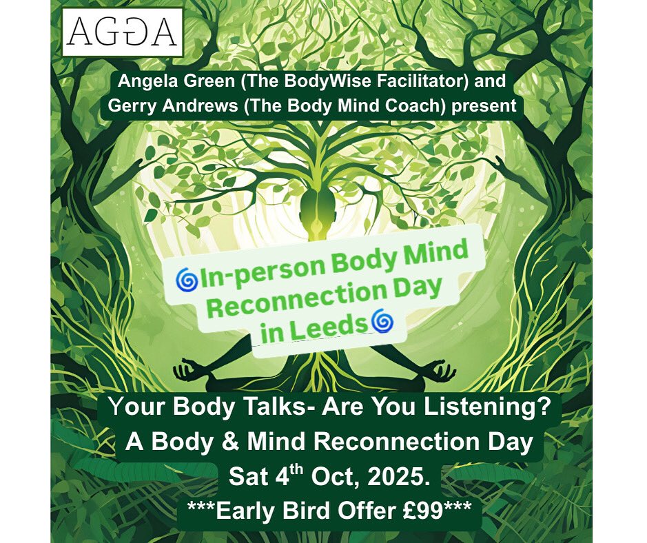 Your body talks - are you listening?
Join us on this Body and Mind Reconnection day on Oct 4th in #Leeds 

💚The day will be immersive, practical, calming and fun. 

💥A few early bird tickets available at £99.
Food, refreshments and workbook provided. 

eventbrite.com/e/your-body-ta…
