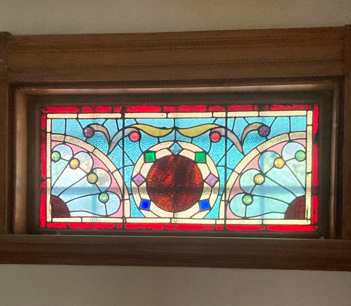 Medium size antique window with beautiful jewels from Elm Hill in Boston