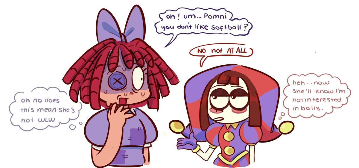 ragatha being genuinely HEARTBROKEN that pomni dgaf about softball was so funny to me 
girl get up 
#TheAmazingDigitalCircus #TADC #ragapom #jesterdoll